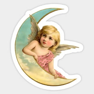 Vintage Angel Moon Sticker